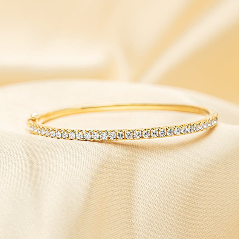 18ct Yellow Gold Diamond Comet Bangle-Bracelet-Walker & Hall