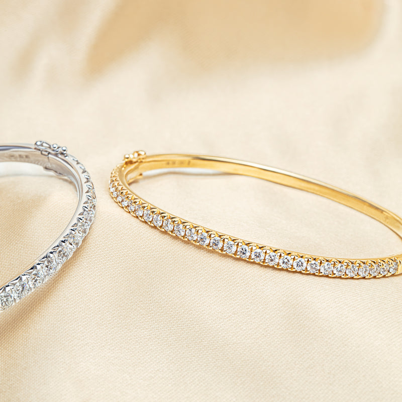 18ct Yellow Gold Diamond Comet Bangle-Bracelet-Walker & Hall