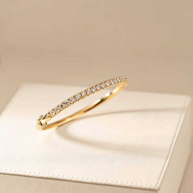 18ct Yellow Gold Diamond Comet Bangle-Bracelet-Walker & Hall