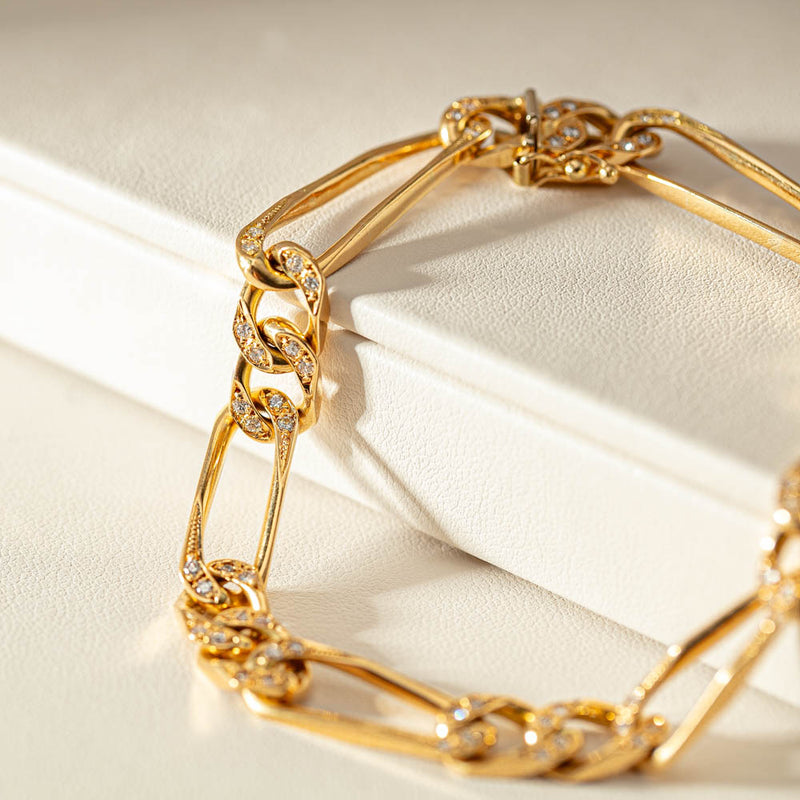 Vintage 18ct Yellow Gold 1.20ct Diamond Bracelet-Bracelet-Walker & Hall