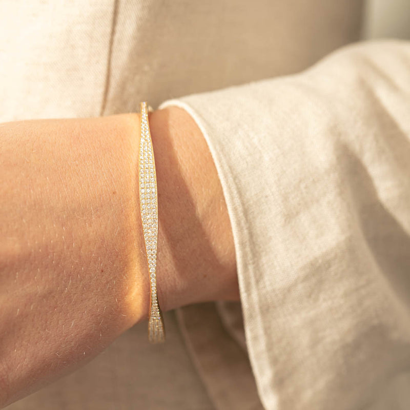 18ct Yellow Gold 2.70ct Diamond Eos Bangle-Bracelet-Walker & Hall