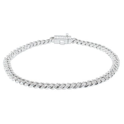 18ct White Gold Diamond Curb Link Bracelet-Bracelet-Walker & Hall