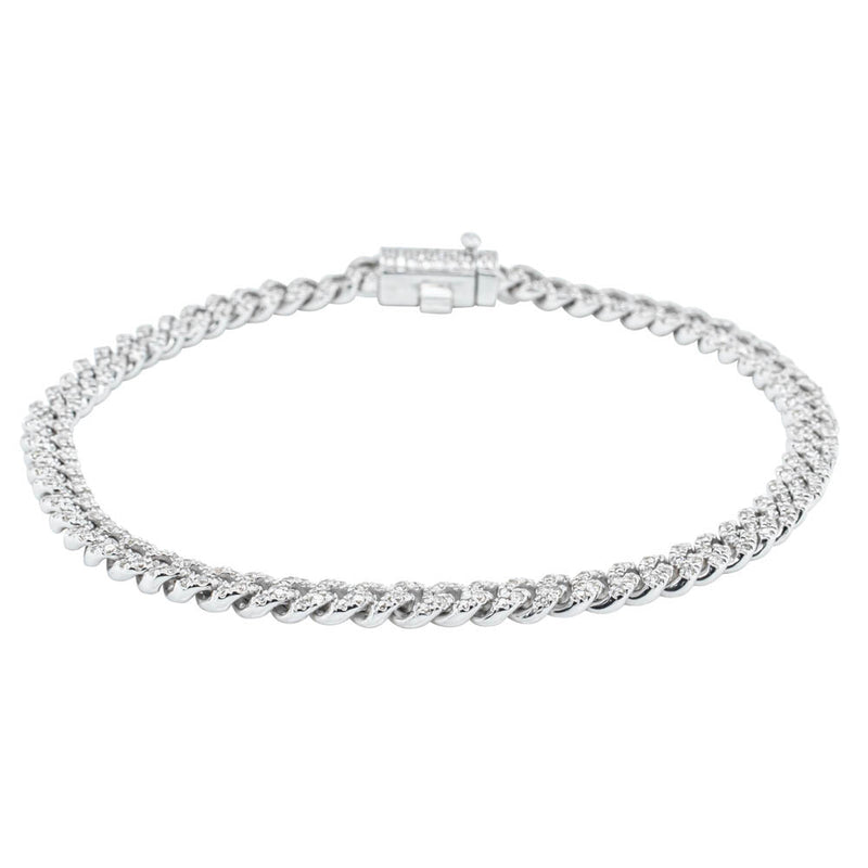 18ct White Gold Diamond Curb Link Bracelet-Bracelet-Walker & Hall