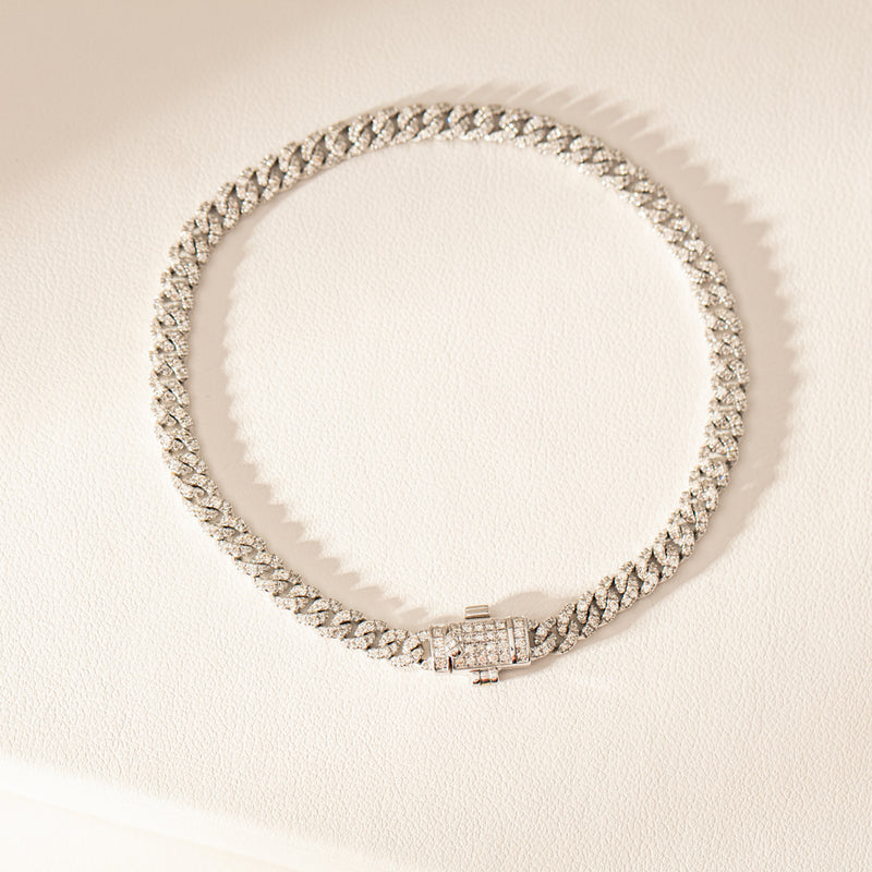 18ct White Gold Diamond Curb Link Bracelet-Bracelet-Walker & Hall