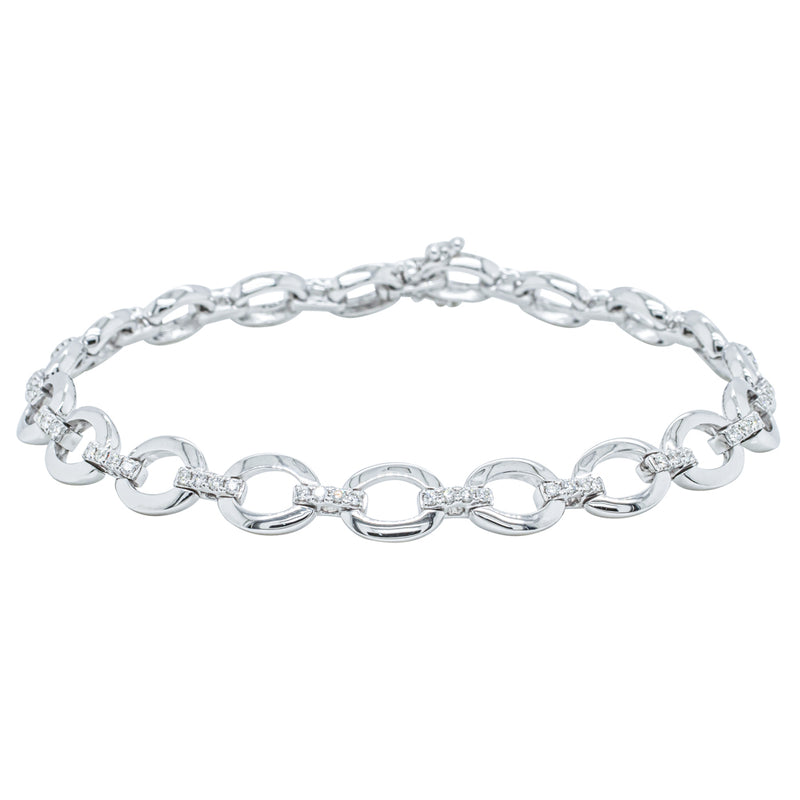 14ct White Gold .50ct Diamond Oval Link Bracelet-Bracelet-Walker & Hall