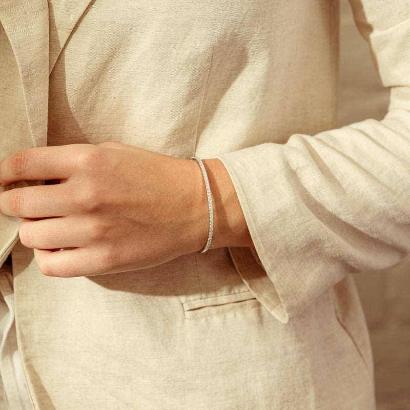 14ct White Gold 1.50ct Diamond Luna Bangle-Bracelet-Walker & Hall