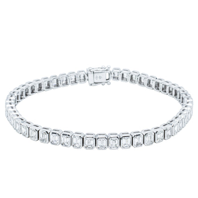 18ct White Gold 5.47ct Diamond Tennis Bracelet-Bracelet-Walker & Hall