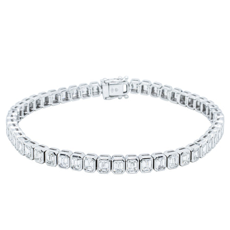 18ct White Gold 5.47ct Diamond Tennis Bracelet-Bracelet-Walker & Hall