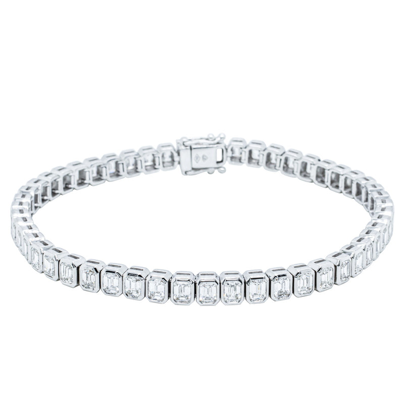 18ct White Gold 5.47ct Diamond Tennis Bracelet-Bracelet-Walker & Hall