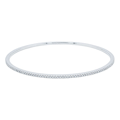 14ct White Gold 1.13ct Diamond Eternity Bangle-Bracelet-Walker & Hall