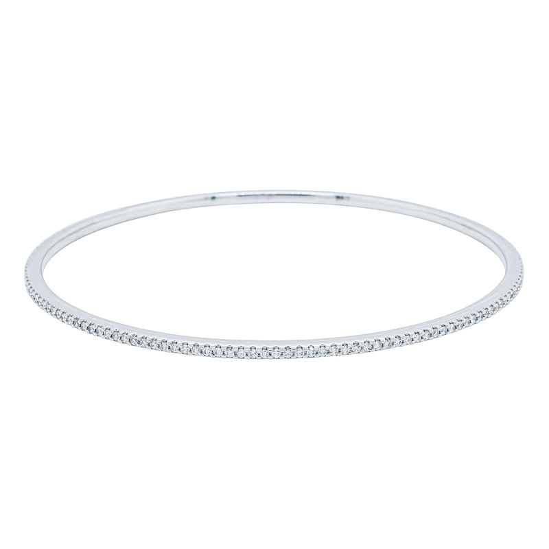 14ct White Gold 1.13ct Diamond Eternity Bangle-Bracelet-Walker & Hall