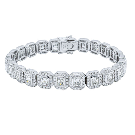 18ct White Gold 10.72ct Radiant Cut Diamond Isla Bracelet-Bracelet-Walker & Hall