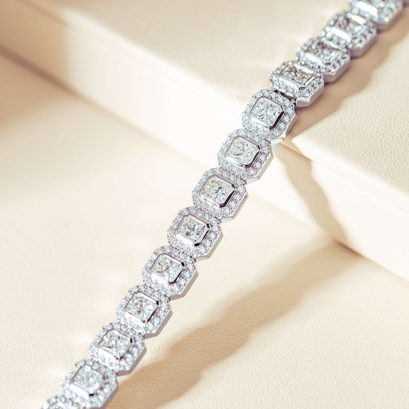 18ct White Gold 10.72ct Radiant Cut Diamond Isla Bracelet-Bracelet-Walker & Hall