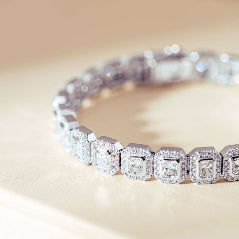 18ct White Gold 10.72ct Radiant Cut Diamond Isla Bracelet-Bracelet-Walker & Hall