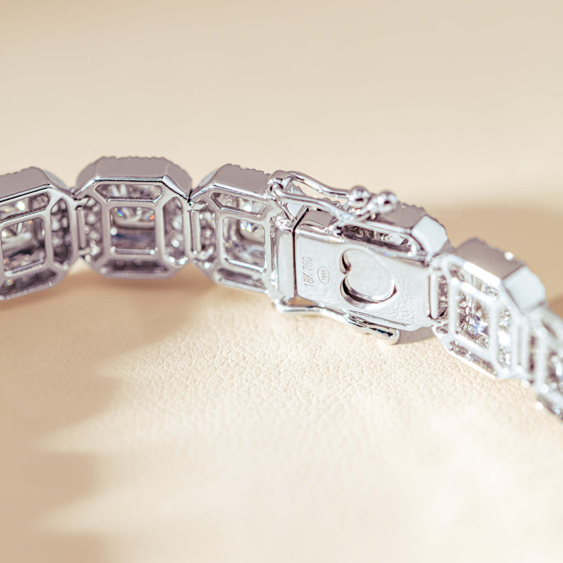 18ct White Gold 10.72ct Radiant Cut Diamond Isla Bracelet-Bracelet-Walker & Hall