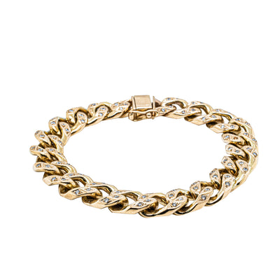 Deja Vu 9ct Yellow Gold .80ct Diamond Curb Bracelet-Bracelet-Walker & Hall