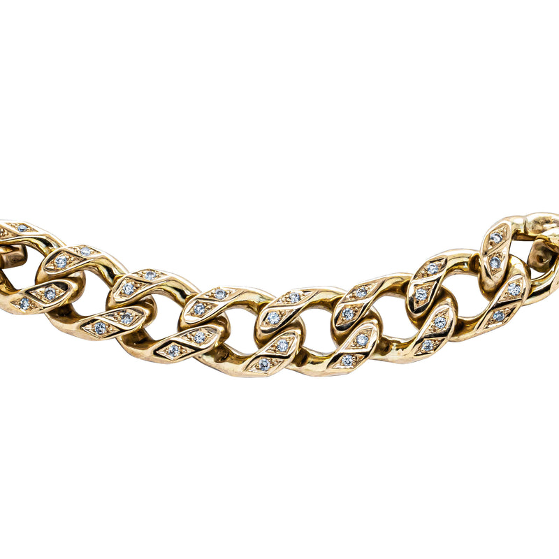 Deja Vu 9ct Yellow Gold .80ct Diamond Curb Bracelet-Bracelet-Walker & Hall
