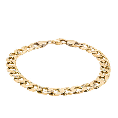 Deja Vu 9ct Yellow Gold .20ct Diamond Curb Bracelet-Bracelet-Walker & Hall