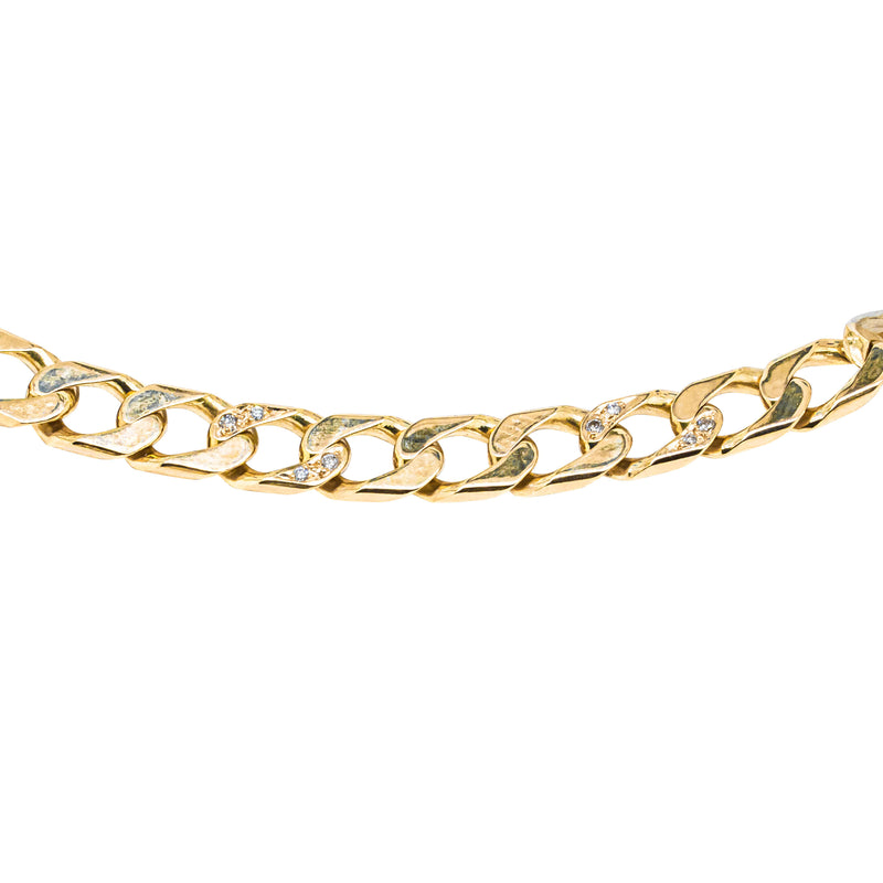 Deja Vu 9ct Yellow Gold .20ct Diamond Curb Bracelet-Bracelet-Walker & Hall