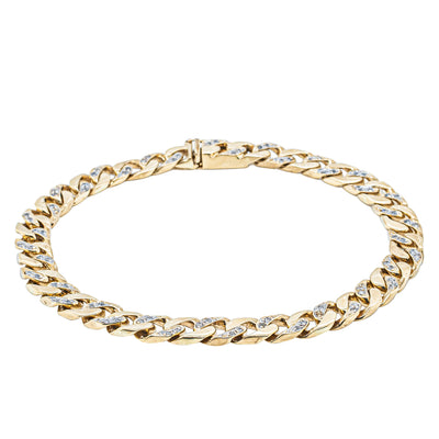 Deja Vu 9ct Yellow Gold .40ct Diamond Curb Link Bracelet-Bracelet-Walker & Hall
