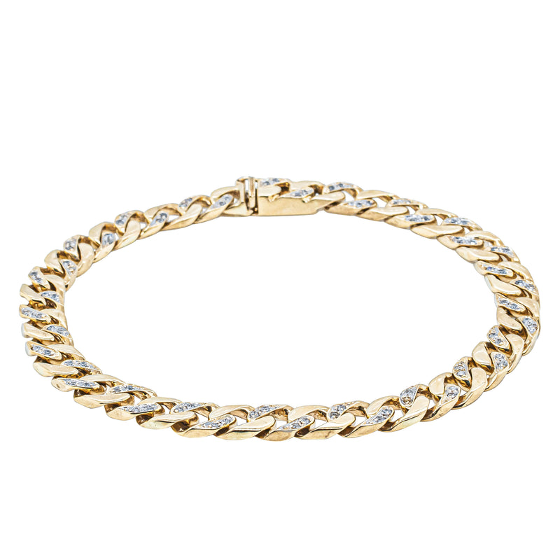 Deja Vu 9ct Yellow Gold .40ct Diamond Curb Link Bracelet-Bracelet-Walker & Hall