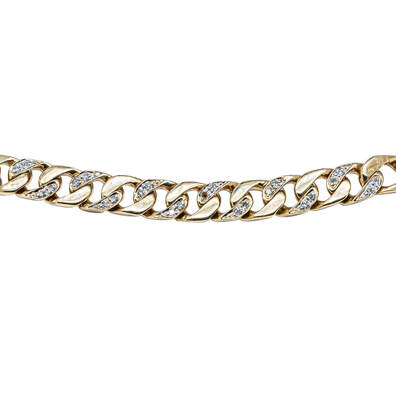 Deja Vu 9ct Yellow Gold .40ct Diamond Curb Link Bracelet-Bracelet-Walker & Hall
