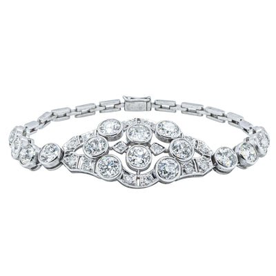 Deja Vu Platinum 6.34ct Diamond Cluster Bracelet - Bracelet - Walker & Hall