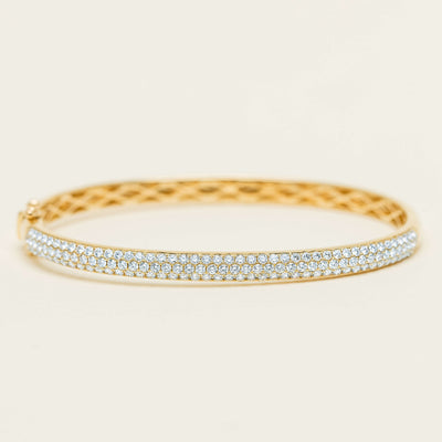 18ct Yellow Gold 1.86ct Diamond Pave-Set Bangle - Bracelet - Walker & Hall