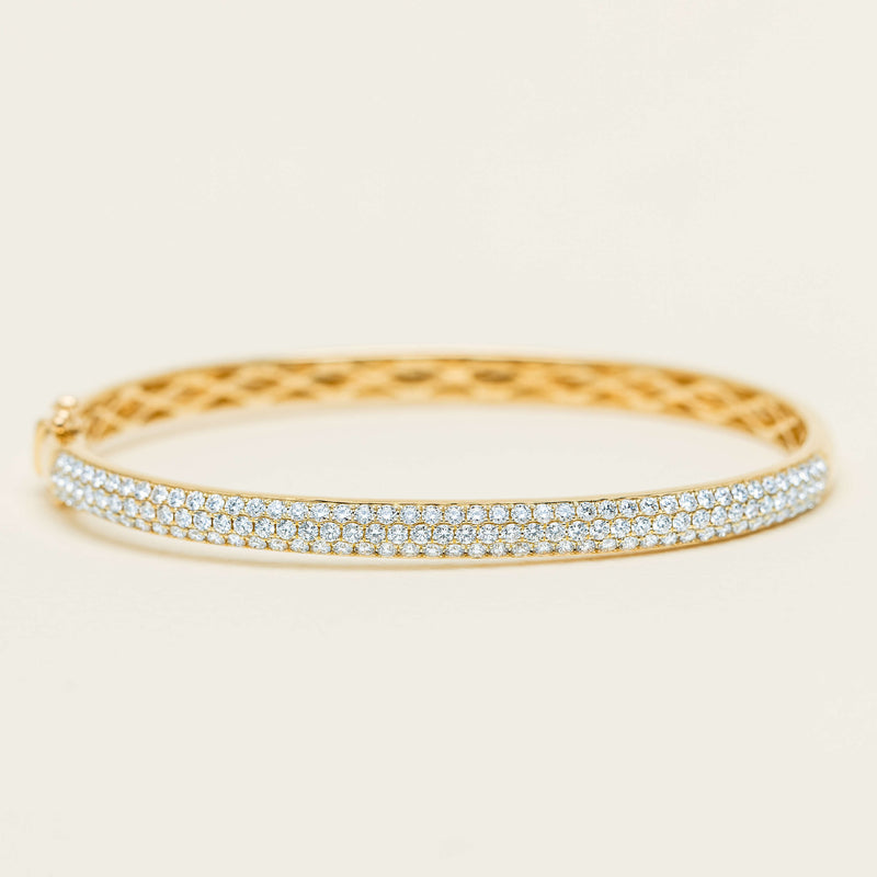18ct Yellow Gold 1.86ct Diamond Pave-Set Bangle - Bracelet - Walker & Hall