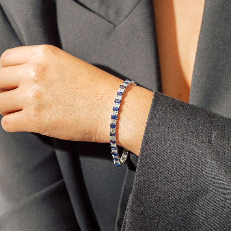 18ct White Gold 9.14ct Sapphire & Diamond Bracelet - Bracelet - Walker & Hall