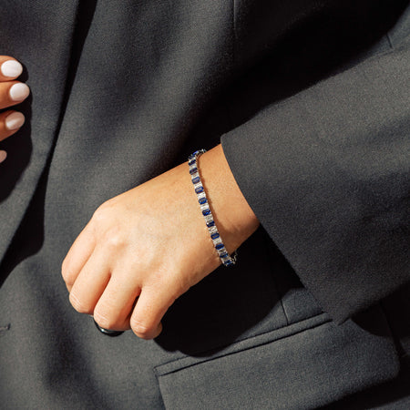 18ct White Gold 9.14ct Sapphire & Diamond Bracelet - Bracelet - Walker & Hall