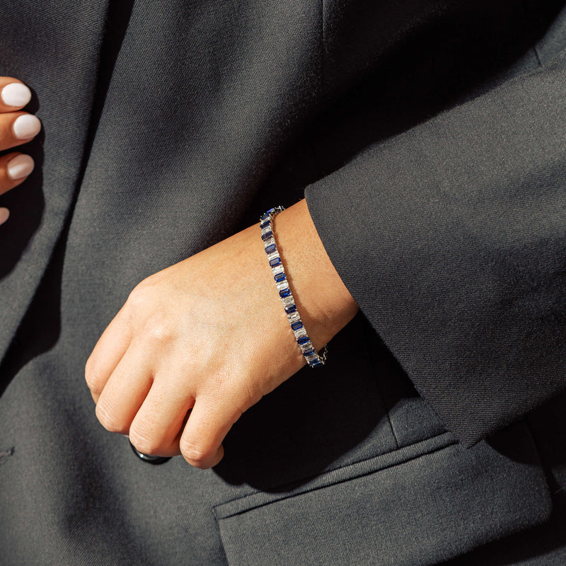 18ct White Gold 9.14ct Sapphire & Diamond Bracelet - Bracelet - Walker & Hall