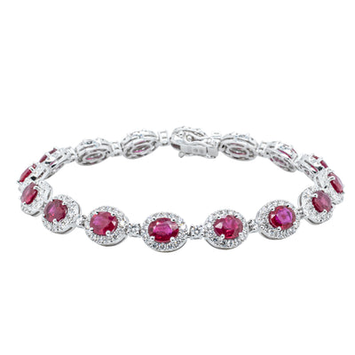 18ct White Gold Ruby and Diamond Bracelet-Bracelet-Walker & Hall