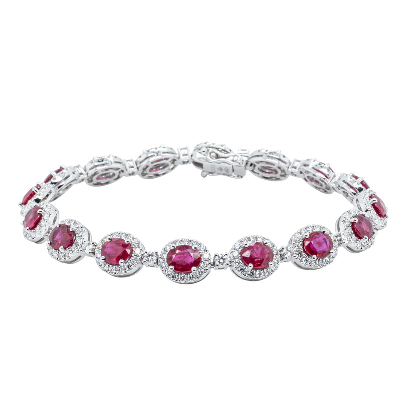 18ct White Gold Ruby and Diamond Bracelet-Bracelet-Walker & Hall