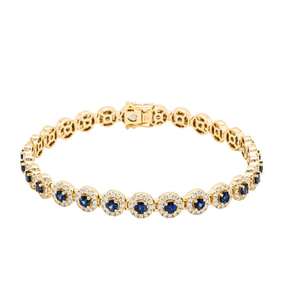 18ct Yellow Gold 3.72ct Sapphire & Diamond Eclipse Bracelet-Bracelet-Walker & Hall