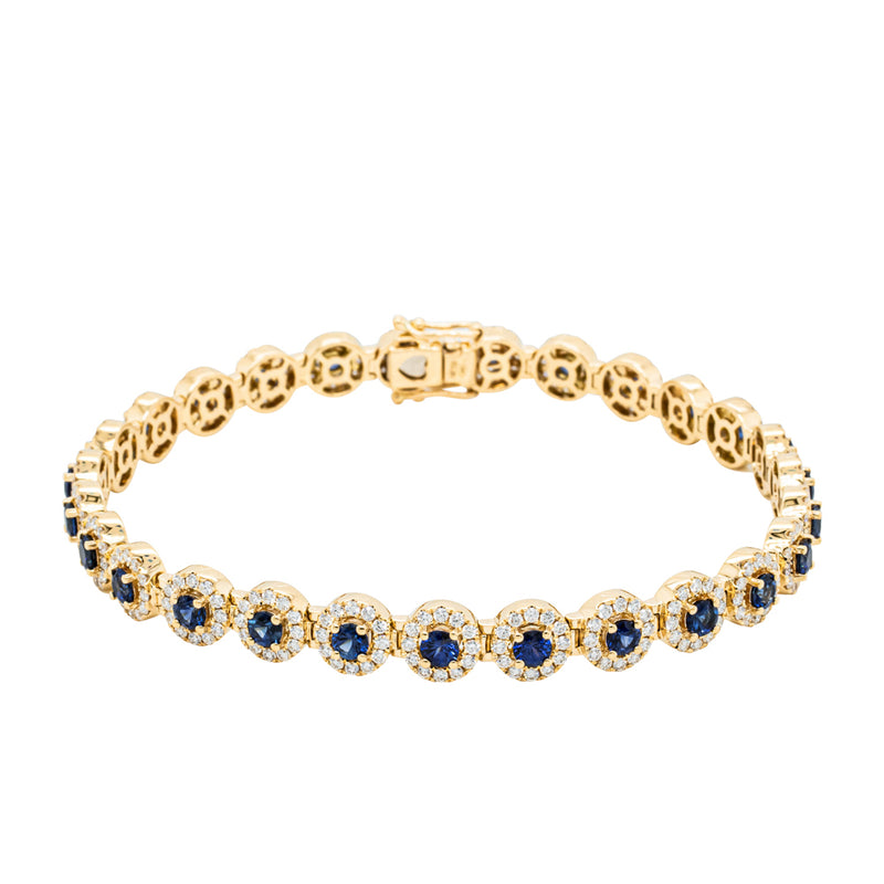 18ct Yellow Gold 3.72ct Sapphire & Diamond Eclipse Bracelet-Bracelet-Walker & Hall