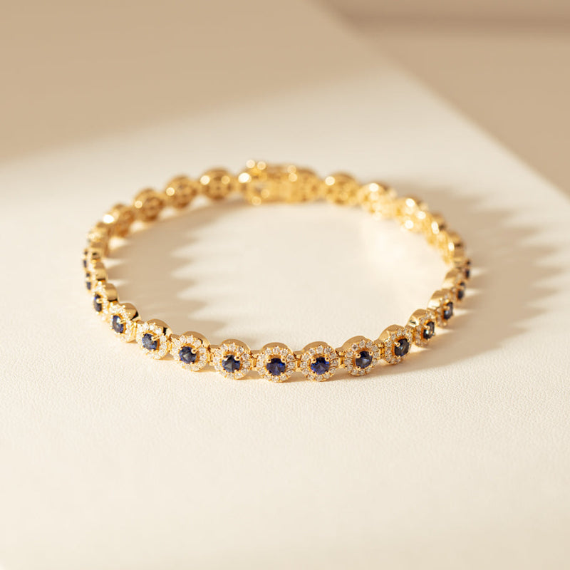 18ct Yellow Gold 3.72ct Sapphire & Diamond Eclipse Bracelet-Bracelet-Walker & Hall
