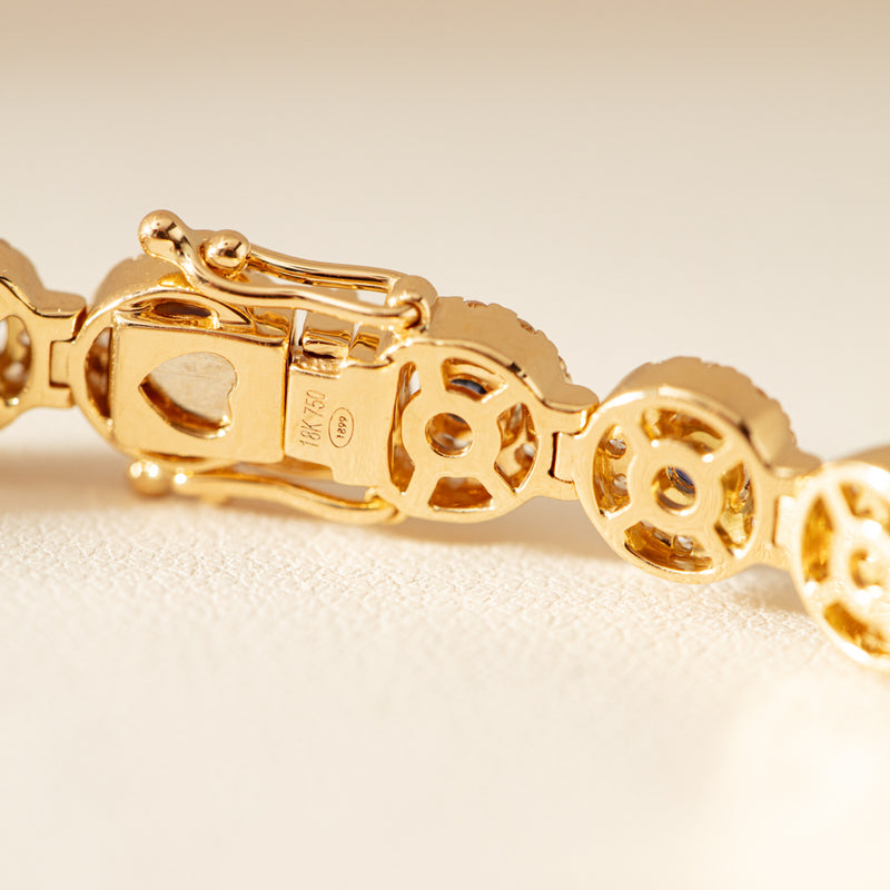 18ct Yellow Gold 3.72ct Sapphire & Diamond Eclipse Bracelet-Bracelet-Walker & Hall
