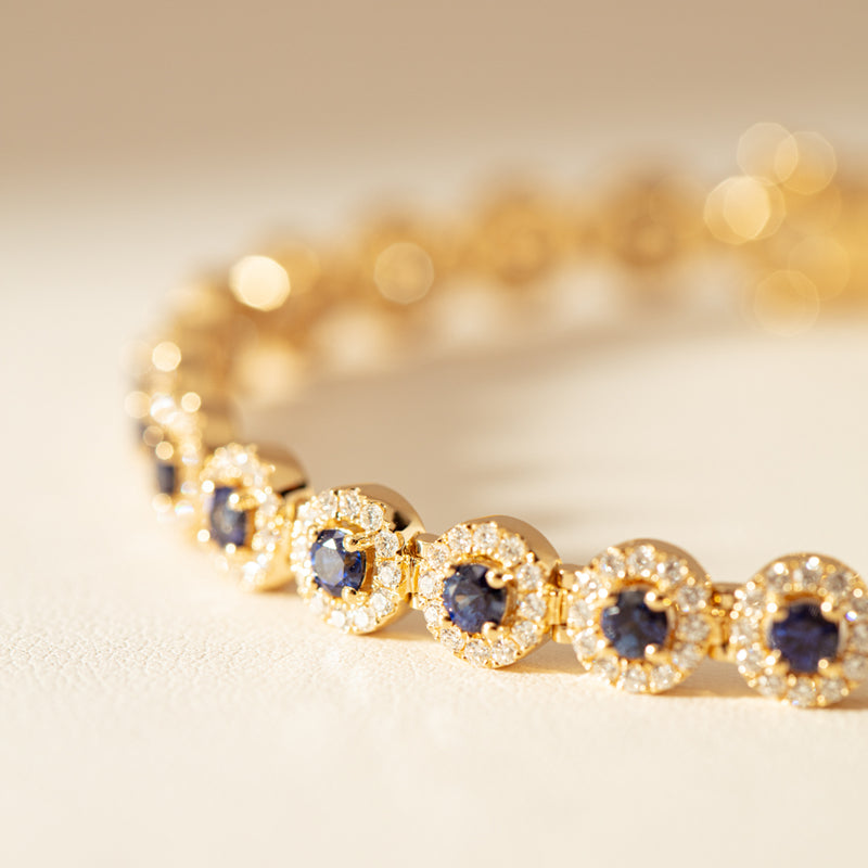 18ct Yellow Gold 3.72ct Sapphire & Diamond Eclipse Bracelet-Bracelet-Walker & Hall