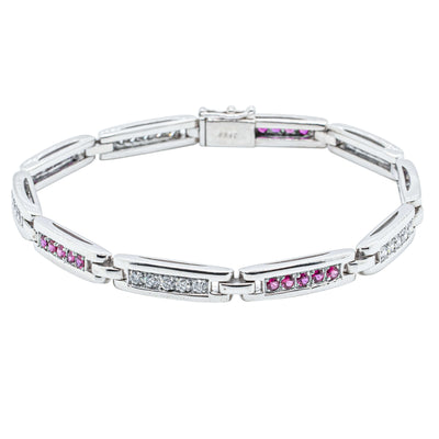 Deja Vu 18ct White Gold Ruby & Diamond Bracelet-Bracelet-Walker & Hall