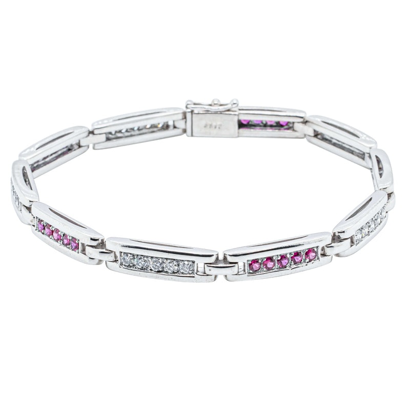 Deja Vu 18ct White Gold Ruby & Diamond Bracelet-Bracelet-Walker & Hall
