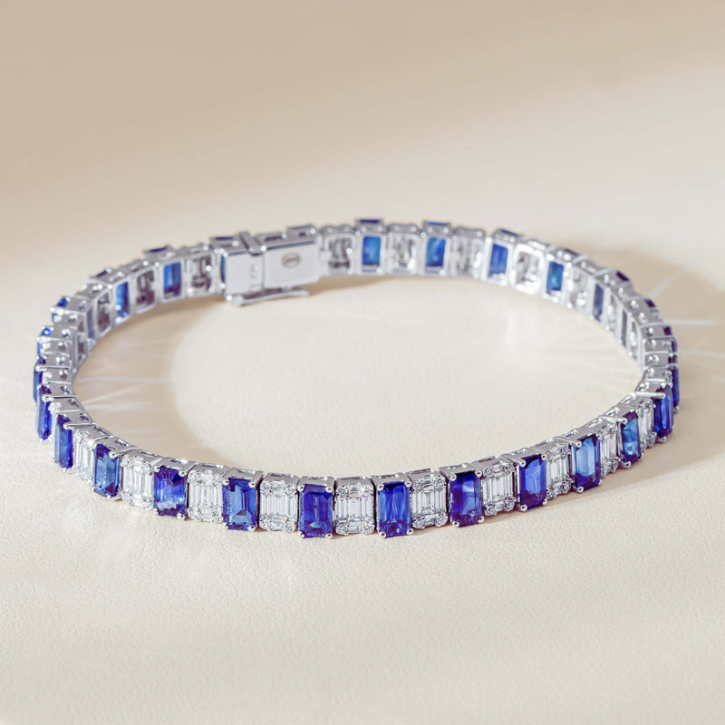 18ct White Gold 9.14ct Sapphire & Diamond Bracelet - Bracelet - Walker & Hall