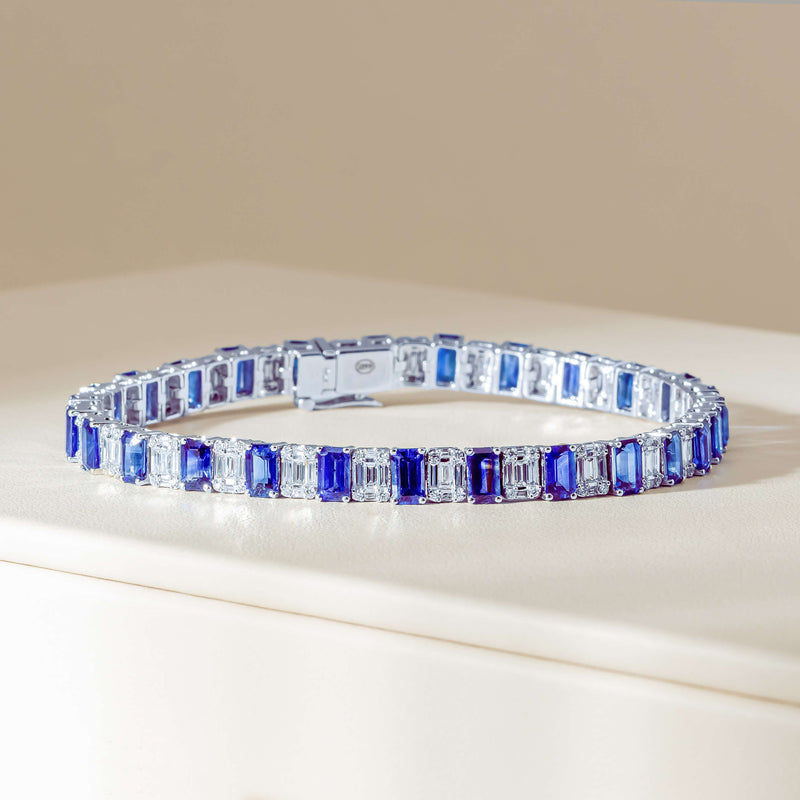 18ct White Gold 9.14ct Sapphire & Diamond Bracelet - Bracelet - Walker & Hall