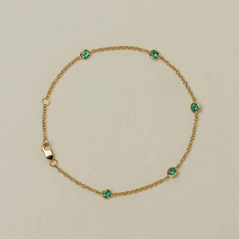 18ct Yellow Gold Emerald Natalia Bracelet - Bracelet - Walker & Hall