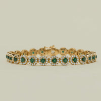 18ct Yellow Gold 3.04ct Emerald & Diamond Eclipse Bracelet - Bracelet - Walker & Hall