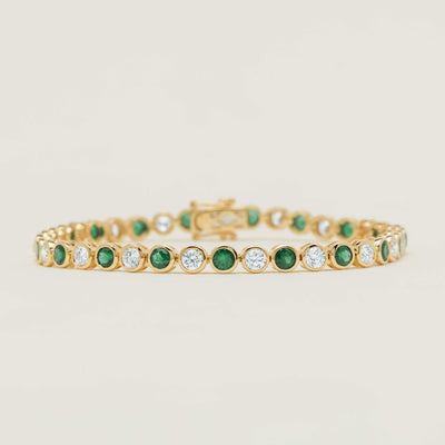 18ct Yellow Gold Emerald & Diamond Natalia Bracelet - Bracelet - Walker & Hall