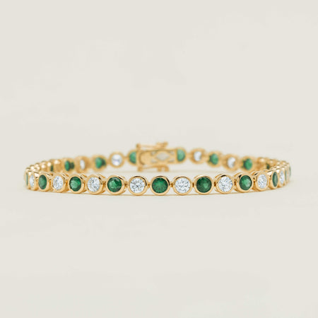 18ct Yellow Gold Emerald & Diamond Natalia Bracelet - Bracelet - Walker & Hall