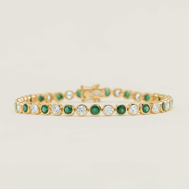 18ct Yellow Gold Emerald & Diamond Natalia Bracelet - Bracelet - Walker & Hall