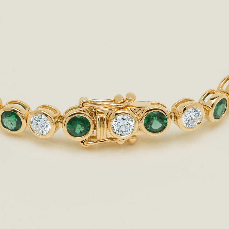 18ct Yellow Gold Emerald & Diamond Natalia Bracelet - Bracelet - Walker & Hall