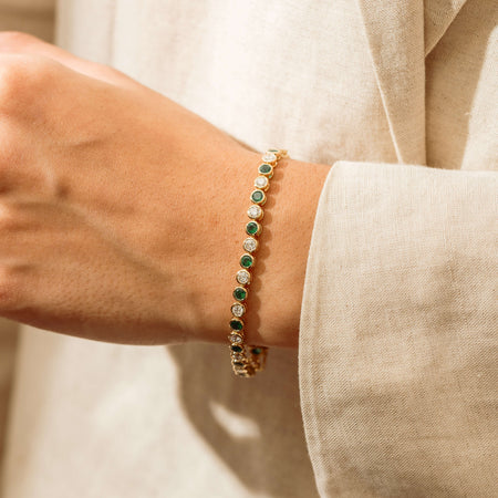 18ct Yellow Gold Emerald & Diamond Natalia Bracelet - Bracelet - Walker & Hall